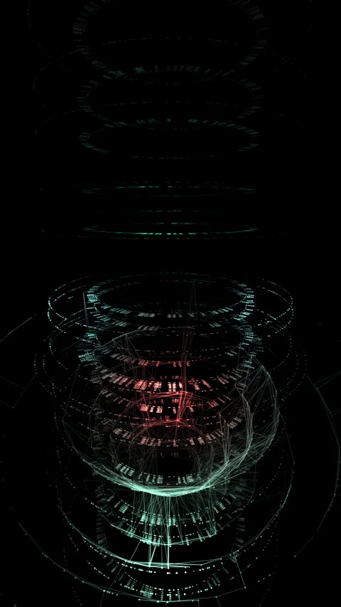 High-End Technology Cybersecurity HUD and Scientific Data Analysis Vertical Stock Footage 333861453