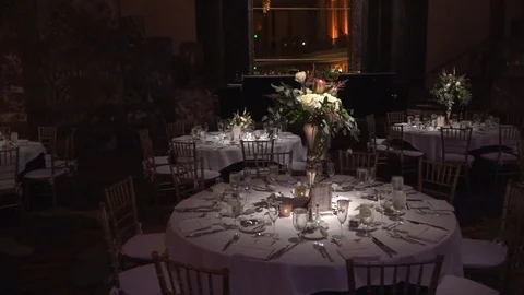 High End Wedding Reception Table Decor Slow Motion 120fps 库存影片 120422595