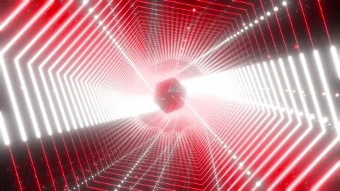 High energy 3d render of a glowing red hexagon tunnel for VJ visuals, nightclub Stock Footage 318114702