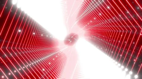 High energy 3d render of a glowing red hexagon tunnel for VJ visuals, nightclub Illustrazione stock