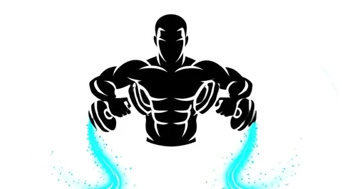 High Energy Dumbbell Training Black Silhouette Graphic with Dynamic Video Effect Stock Footage 320779948