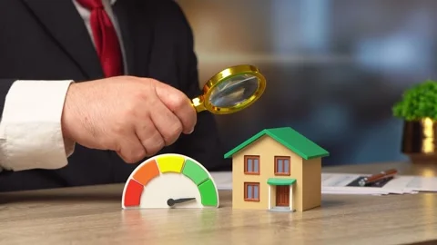 High energy efficiency of a house. High cost in the real estate market. Low Video stock 342813488