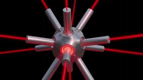 High energy laser device. Laser fusion technology. 3d animation render Stock Footage 227071799