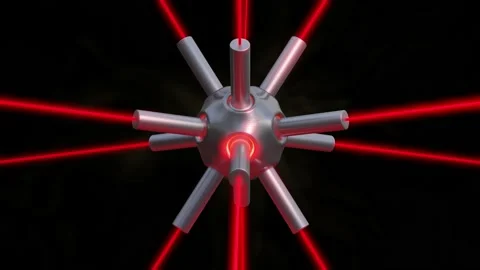 High energy laser device. Laser fusion technology. 3d animation render Stock Footage 227071805