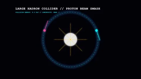 High-energy physics abstract animation showing particle collider experiment.. Stock Footage 343285034