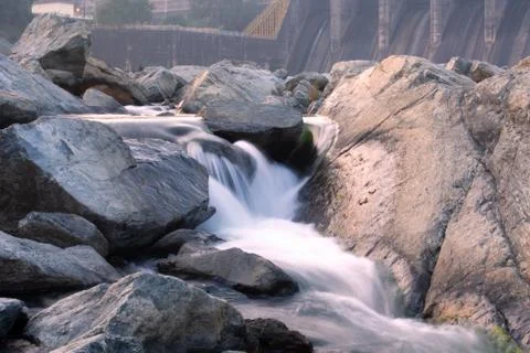 High exposure image of a small waterfall Stock Photos