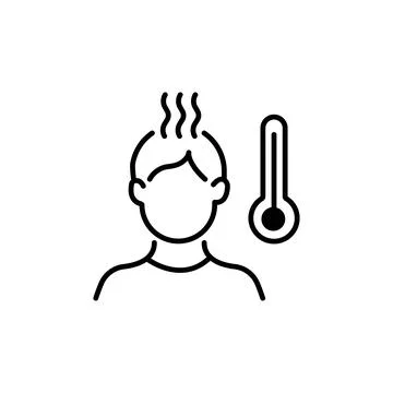 High fever line icon vector symbol. Outline pictogram of fever Stock Illustration