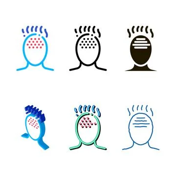 High fever temperature multistyle man head silhouette vector Illustrazione stock