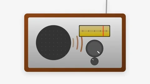 A high-fidelity 2D flat icon of a classic radio featuring a wood grain body.. Stock-Footage 346202502