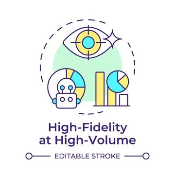 High fidelity at high volume multi color concept icon Stock Illustration