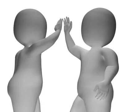 High five 3d characters show friendship and greeting Stock Illustration