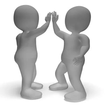 High five 3d characters shows friendship and greeting Stock Illustration