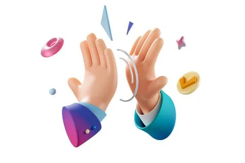 High five 3d rendered illustration Stock Illustration