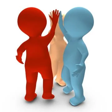 A high five between three persons that celebrate a success Stock Illustration