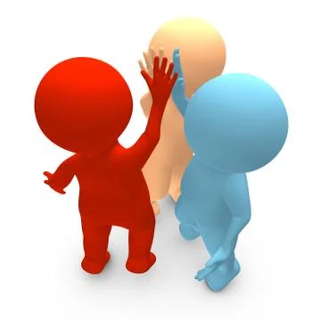 A high five between three persons that celebrate a success Stock Illustration