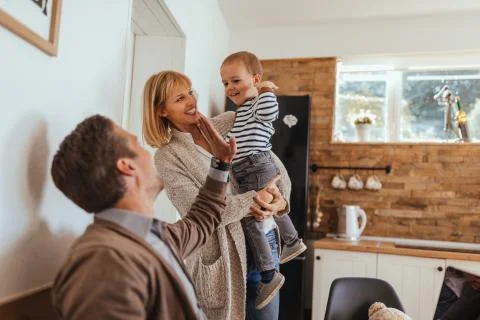 High five, dad! Stock Photos