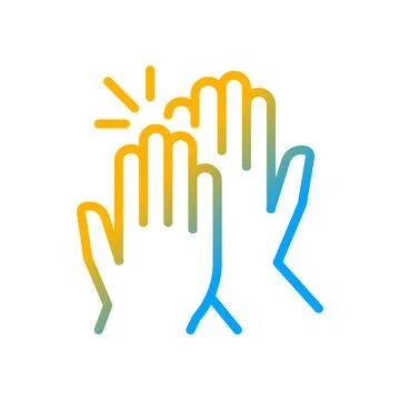 High five gradient linear vector icon Stock Illustration
