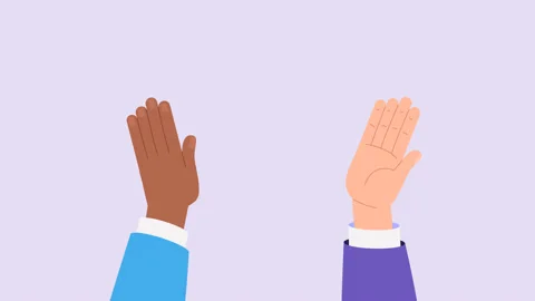 High five hands animation. teamwork, Success and cooperation. Friends Stock Footage 201485578