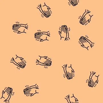High five hands vector seamless pattern Stock Illustration