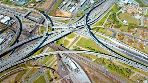 High-Five Interchange Top-Down Aerial View in Dallas Video stock 347316994