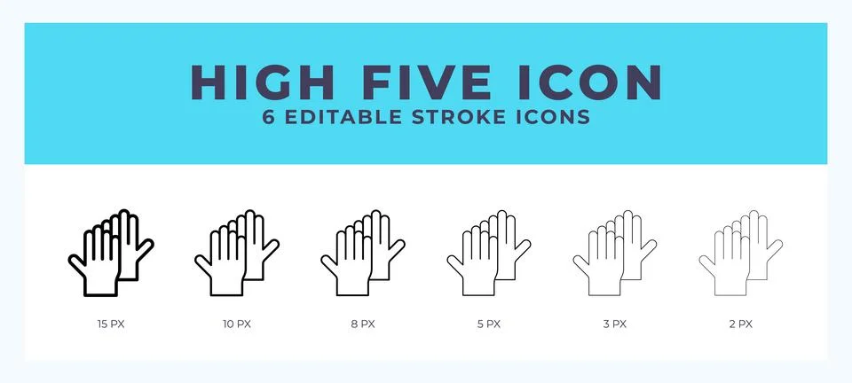 High five line icon illustrations with editable strokes. Stock Illustration