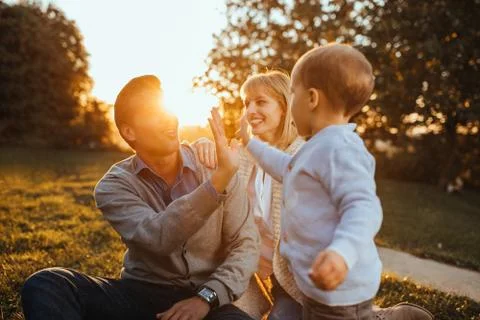 High five little boy Stock Photos