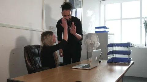 High five to office worker. Stock Footage 112853772