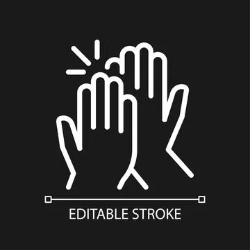 High five pixel perfect white linear icon for dark theme Illustrazione stock