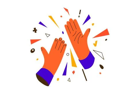 High five vector illustration background. Teamwork success, partnership and.. Stock Illustration