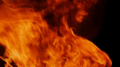 High flames of fire isolated on black background Stock Footage 99048417