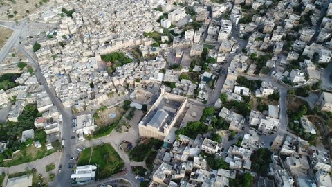 High flight around Cave of Patriarchs at Hebron. Israel. DJI_0004-03 스톡 동영상 123711027