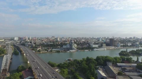 High flight over bridge in Rostov-on-Don 動画素材 56929675