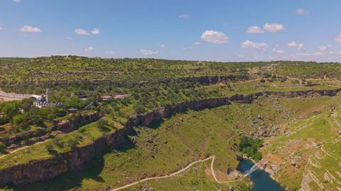 High Flight Through a Canyon Revealing Ancient Fortresses and Ruins Stock Footage 341010135