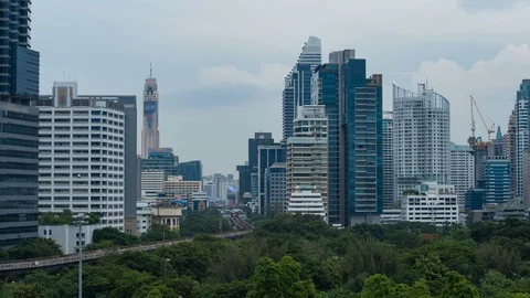 High floor view of sky train public transportaion, Modern city building. Stock Footage 94651929