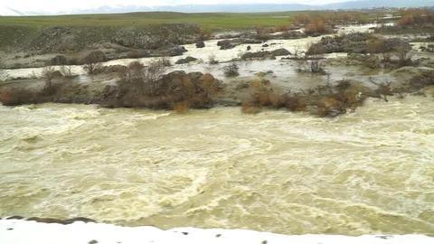High flow river as snow has melted Video stock 107165835