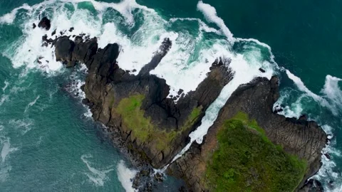 A high-flying wide-angle aerial drone shot, hovering straight over and angled Stock Footage 341063572