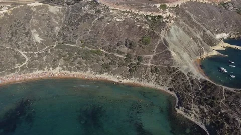 High flyover Riviera Beach Malta Stock Footage