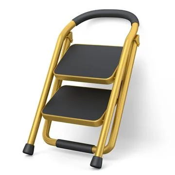 High folding ladder with steps for garden and repair work on white background Stock Illustration