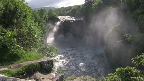 High Force in Flood, Upper Teesdale, County Durham, UK Stock Footage 131153112