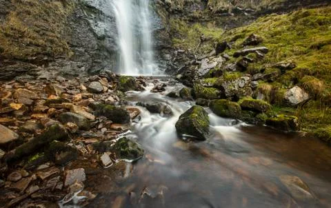 High Force Waterfall (Force Gill) on the slopes of Whernside, Whernside, Nort Stock Photos