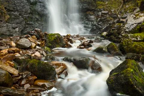 High Force Waterfall (Force Gill) on the slopes of Whernside, Whernside, Nort Stock Photos