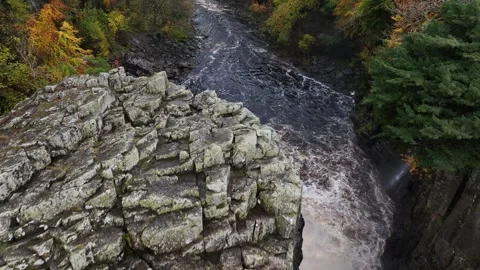 High Force waterfall sorrounded by beautiful autumn colours Stock-Footage 264041867