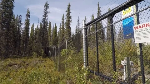 High Frequency Active Auroral Research Program - Pan reveal of security Stock Footage 115486084