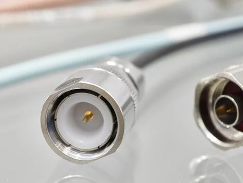 High-frequency connector showcasing intricate design and precision engineering Stock Photos