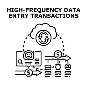 High frequency data entry transactions processing concept Stock Illustration