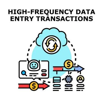 High frequency data entry transactions processing concept Stock Illustration