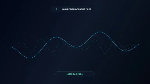 High-Frequency Trading Pulse Animation with Oscillating Blue Waveform and Live Stock Footage 344514009