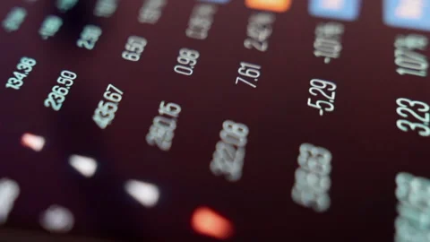 High-frequency trading, screen with fast changing stock market data Stock Footage 345574989