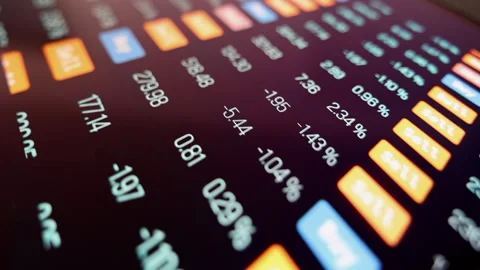 High-frequency trading, screen with stock market data Vidéo 345575196