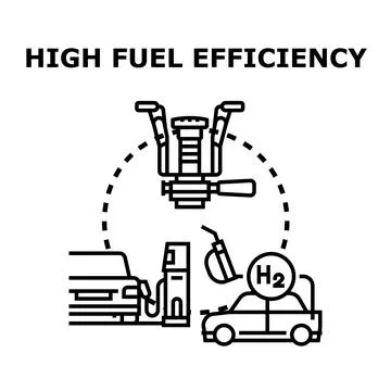 High fuel efficiency technologies comparing traditional and hydrogen fuel Stock Illustration